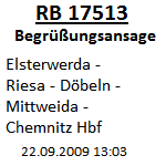 Begrungsansage RB 17513