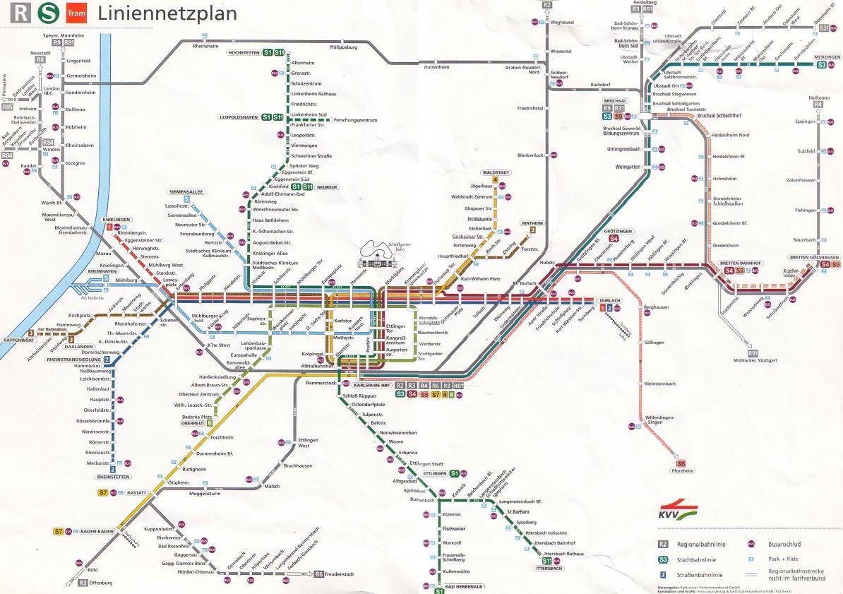 Liniennetzplan KVV 1996