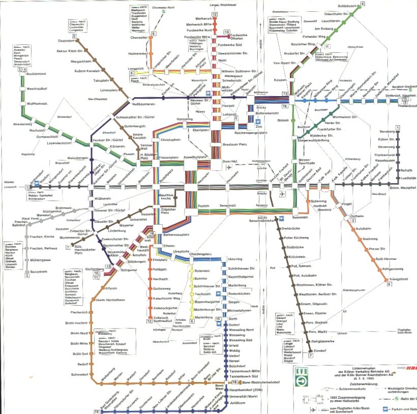 KVB Liniennetz 1980