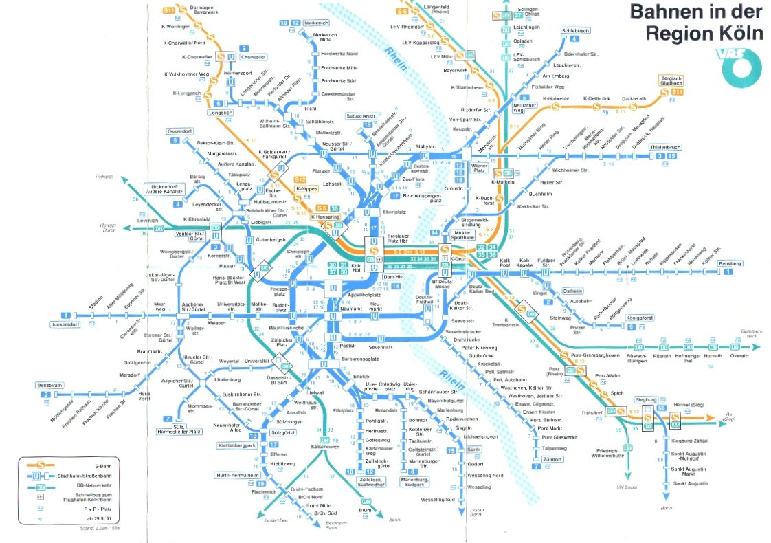 KVB Liniennetz 1991