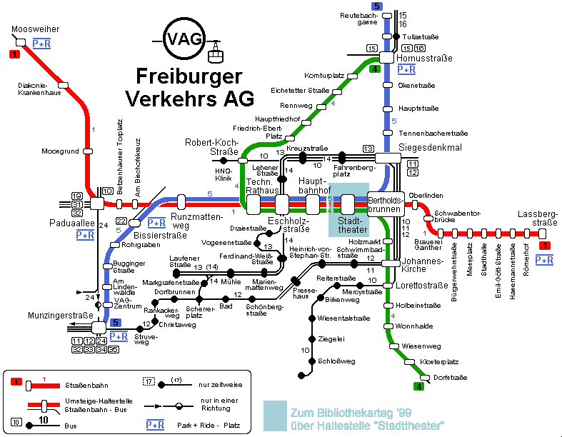 Alter Freiburger Liniennetzplan