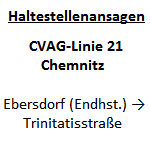 Chemnitz: Haltestellenansagen Linie 21