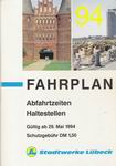 Liniennetz L�beck Fahrplan 1994
